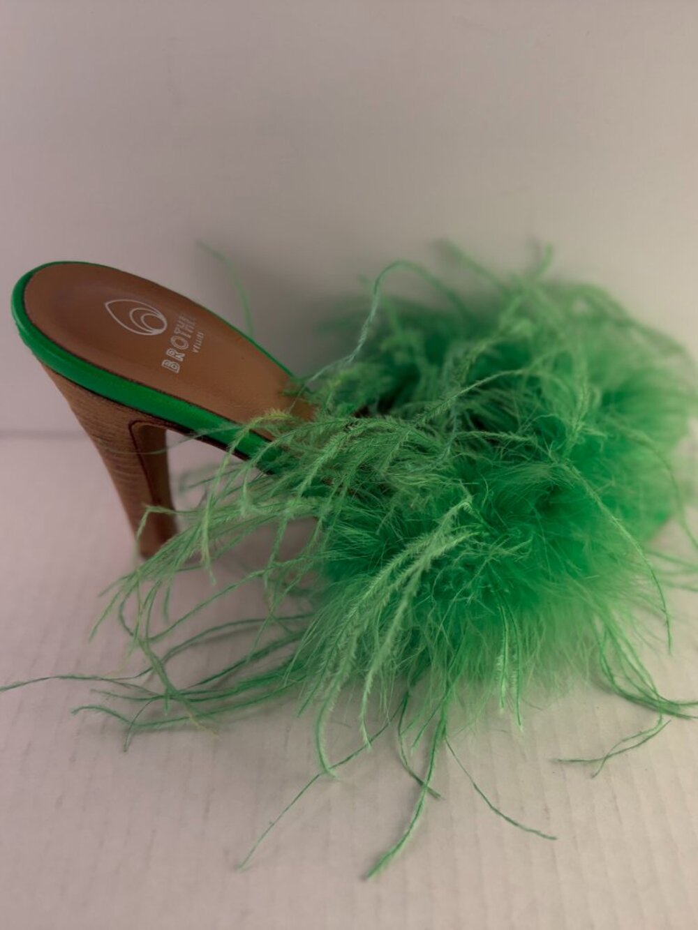BROTHER VELLIES GREEN FEATHER MULES